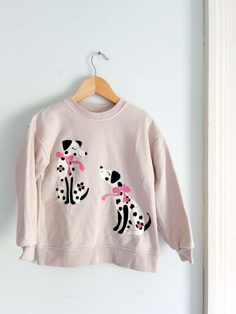 Wonder Nation Girls Dalmatians Pink Graphic Pullover Sweatshirt